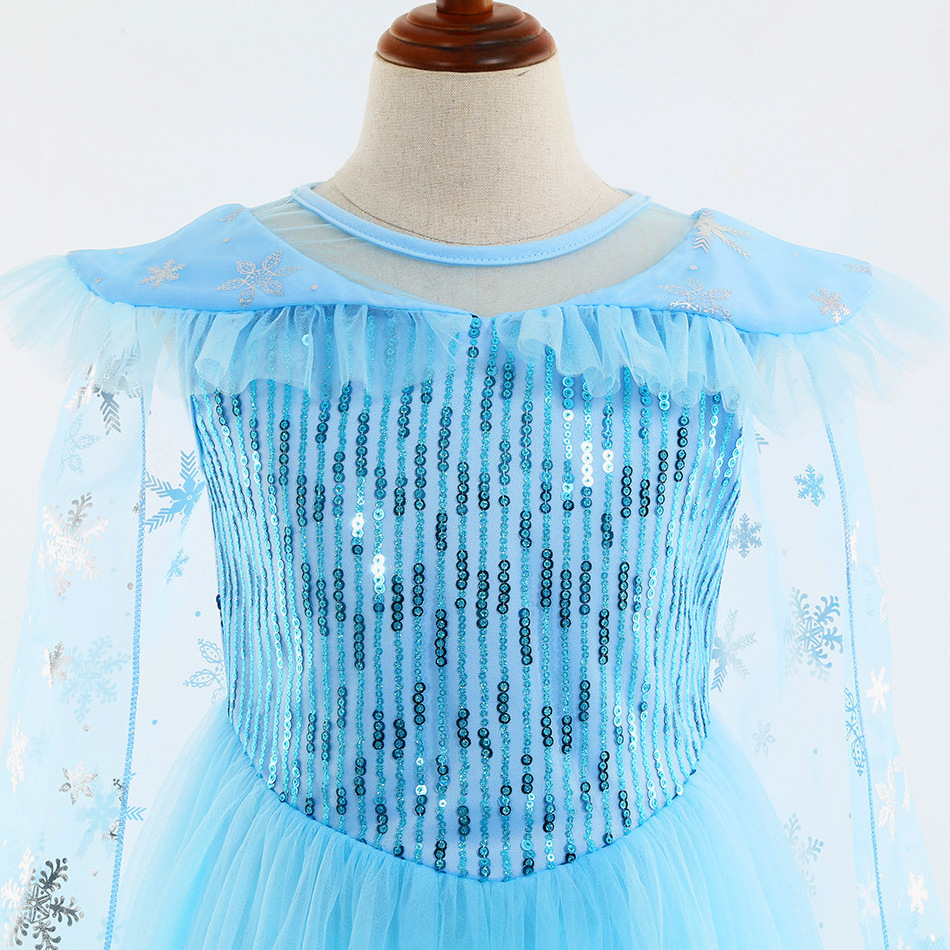 Ice Elsa style blue Princessskirt summer Elsa dress short sleeve gauze skirt Elsa explosive dress