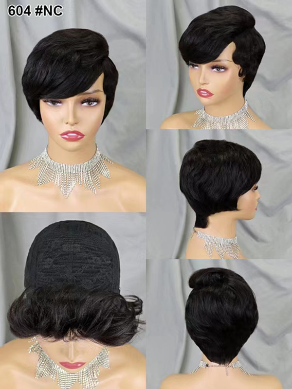 Letsfly Wholesale Short Human Hair Wigs, Pixie Cut Wigs for Black Womens, Machine Made Cheap Glueless Wigs Human Hair wig