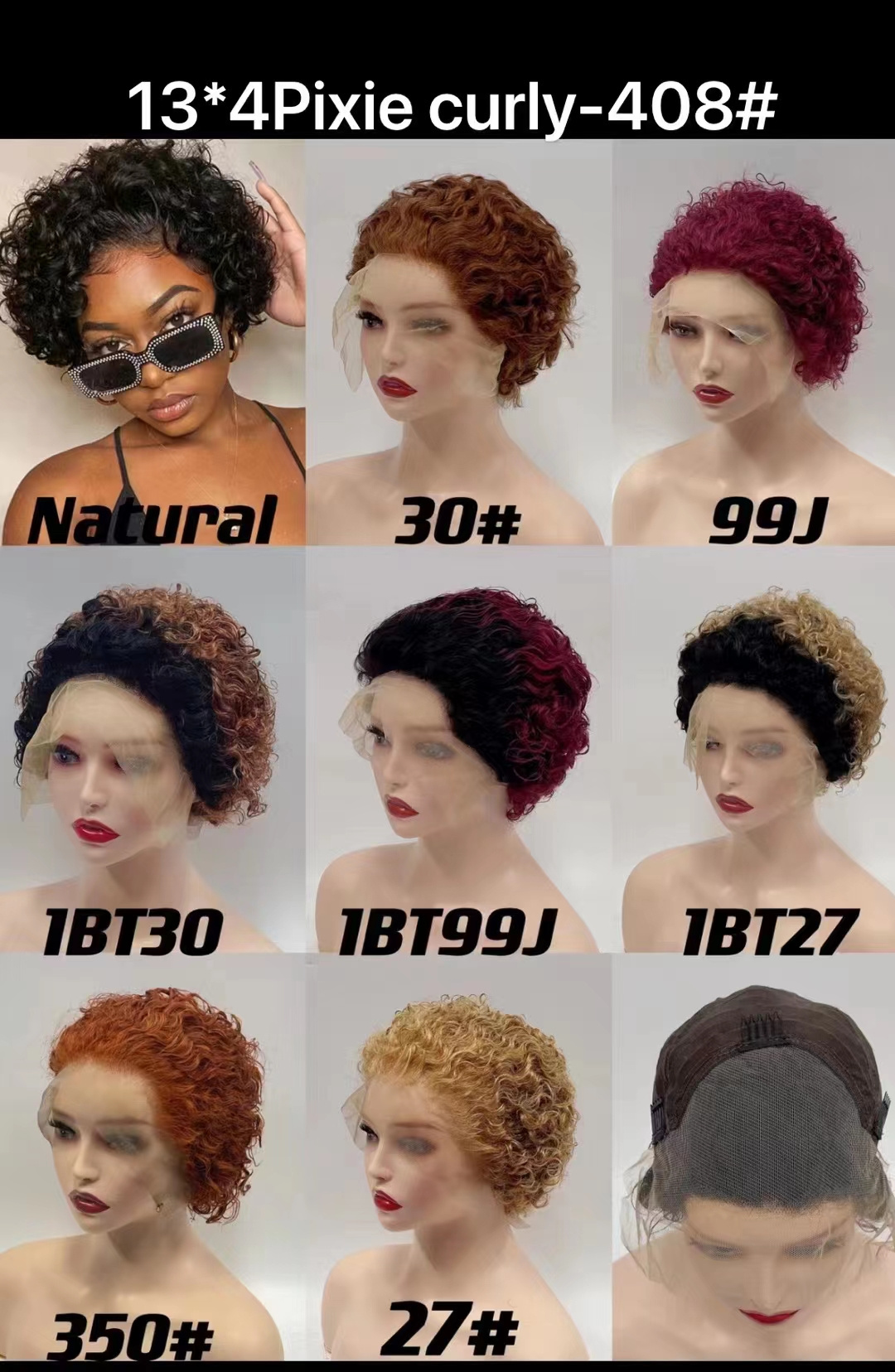 Letsfly Factory Price 13x4 Lace Frontal wig pixie curly Wigs 100% Human Hair Colored Short Cut Wigs Remy Hair