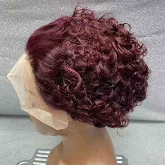 Letsfly Color Pixie Cut Curly Wig 13x1  Lace Frontal Wig Brazilian Hair Short Hair Wig Virgin Human Hair Hot Selling