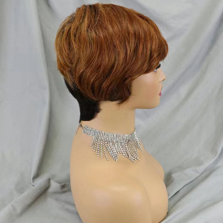 Letsfly Wholesale Short Human Hair Wigs, Pixie Cut Wigs for Black Womens, Machine Made Cheap Glueless Wigs Human Hair wig