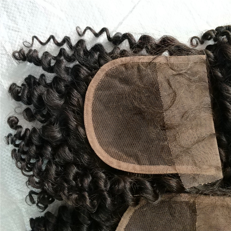 Cheap hair wholesale free parts 4x4 Afro Kinky Curly Lace Closure virgin Brazilian human hair closures With Baby Hair