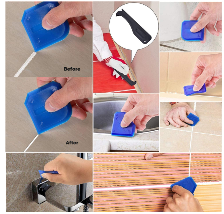 Silicone Caulking Tools Kit - Sealant Finishing Tool Grout Scraper Caulk Nozzle Removal Tool for Bathroom Kitchen Counter Sink