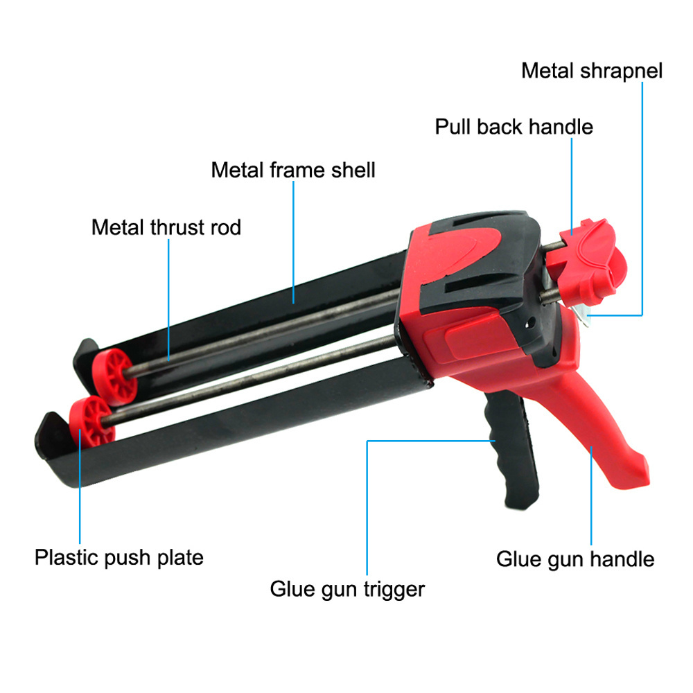 600ml 1:1 Mix Ratio Red Epoxy Gun Dual Component Adhesive Injection Cartridge Gun