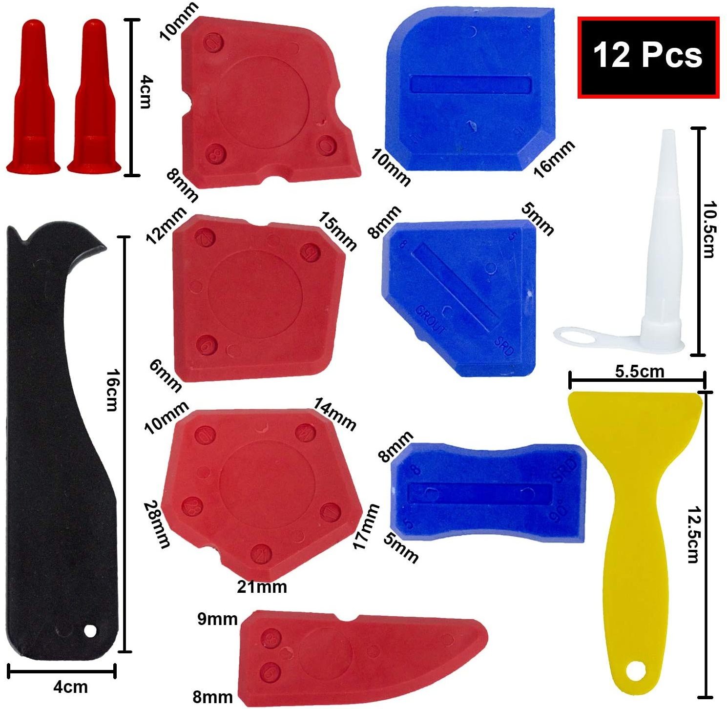 1/10 Gallon Cartridge 18:1 Thrust Ratio Heavy Duty Caulk Gun with Poker and Cutter 12 Pieces Silicone Sealant Caulking Tool Kit