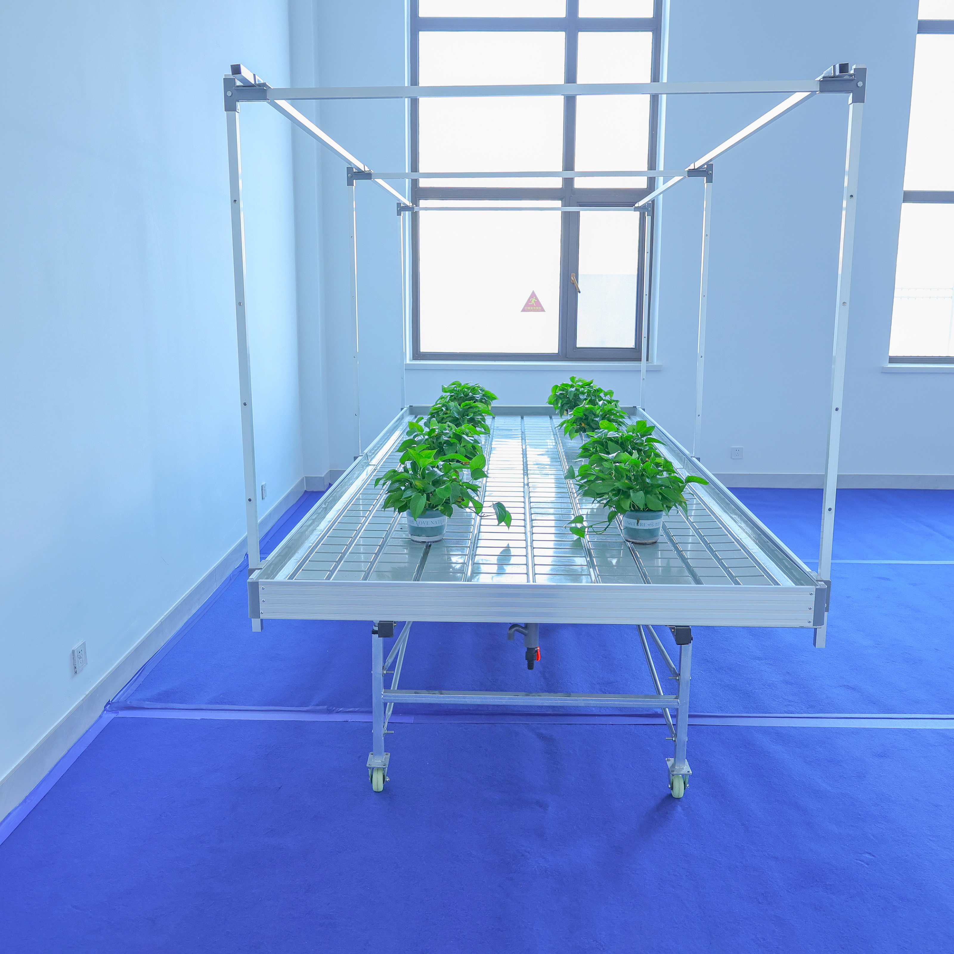 greenhouse 4x8 ebb and flow hydroponic vertical indoor farming system rolling bench grow table