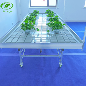 greenhouse 4x8 ebb and flow hydroponic vertical indoor farming system rolling bench grow table