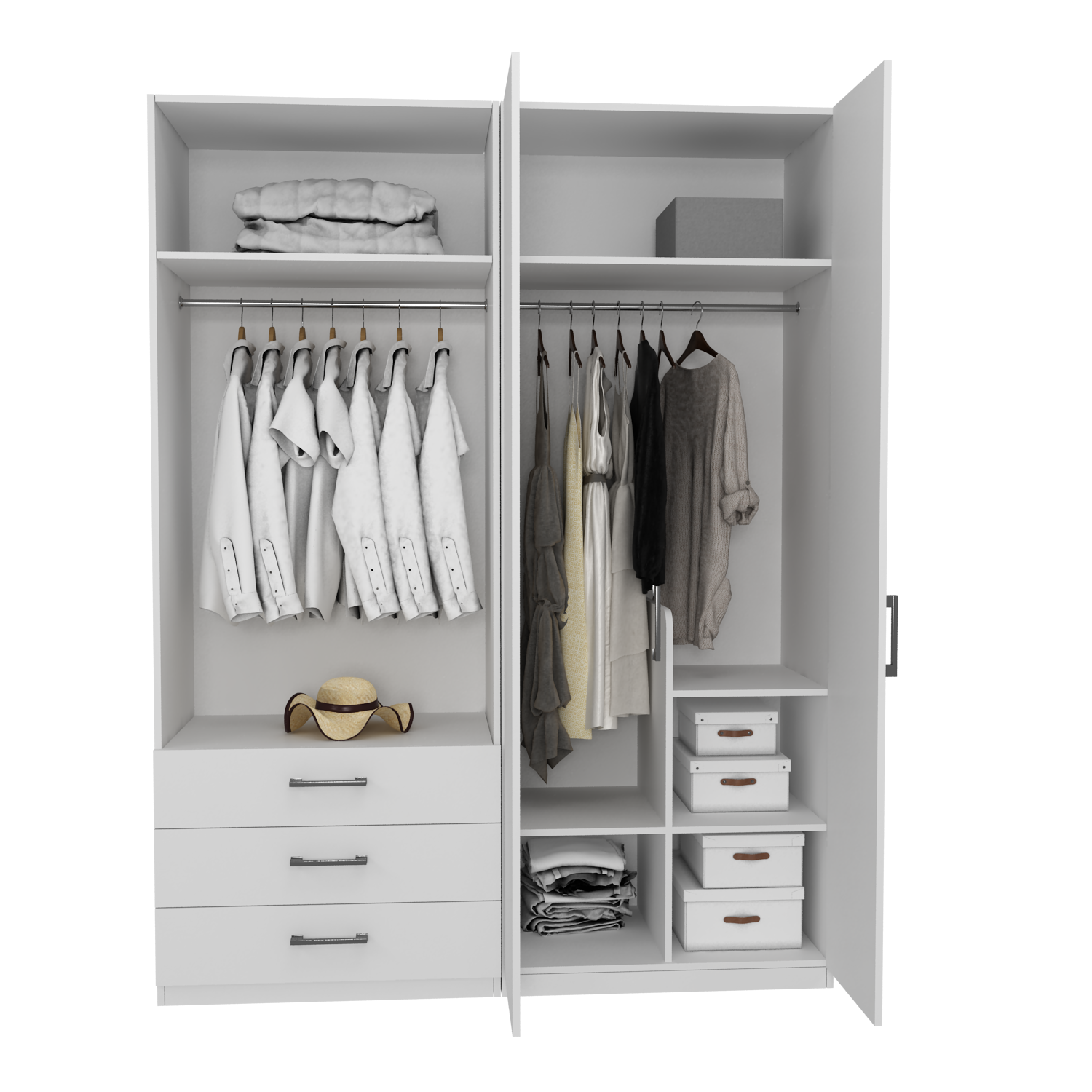 Hot Sale Wooden Modern White Bedroom Wardrobe Designs Customized Size Wardrobe Closet for Bedroom