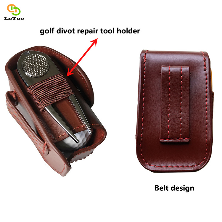 Letuo customized PU leather Golf balls tees waist storage pouch bag holder belt waist purse for balls tees divot repair tool