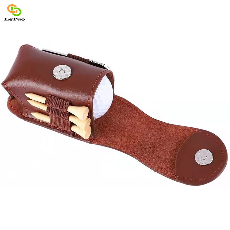 Letuo customized PU leather Golf balls tees waist storage pouch bag holder belt waist purse for balls tees divot repair tool