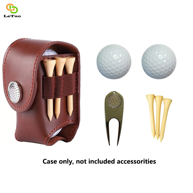 Letuo customized PU leather Golf balls tees waist storage pouch bag holder belt waist purse for balls tees divot repair tool