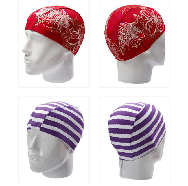 Various Color Milk Silk swim hat Spandex Swim hat Fabric Swimming hat With Customized Logo