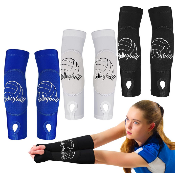 Volleyball Training Equipment Arm Sleeves Passing Hitting Forearm Sleeves Wrist Guard with Protection Pads and Thumb Hole