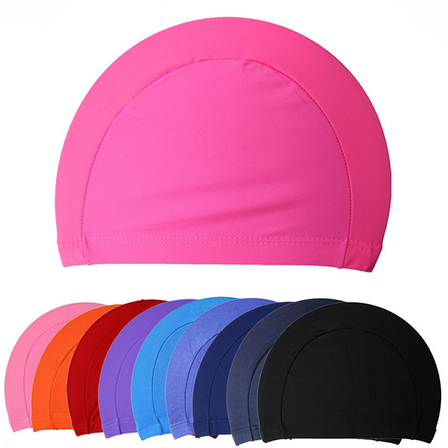 Various Color Milk Silk swim hat Spandex Swim hat Fabric Swimming hat With Customized Logo