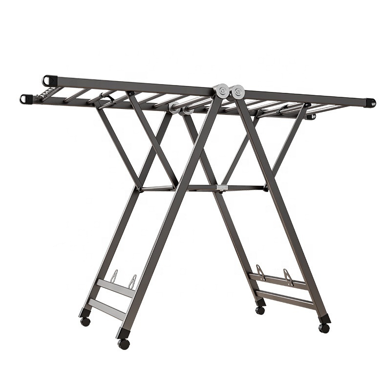 Folding Laundry Cloth Hanger Stand Collapsible Clothes Drying Rack Balcony Aluminium Aluminum Square Clothing Organizer 7 Wire