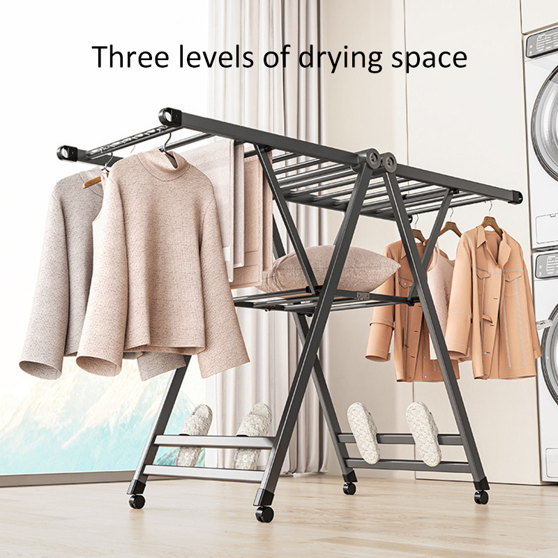 Dryer Stand Clothes Drying Rack Foldable Cloth Stainless Steel Indoor Outdoor Aluminum Shoes Rack Clothing Rack Square 7 Wire