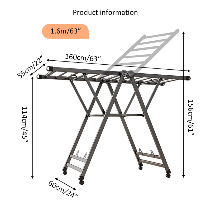 Household Movable Clothes Hanger Rack Outdoor Clothes Laundry Drying Racks With Shoe Rack