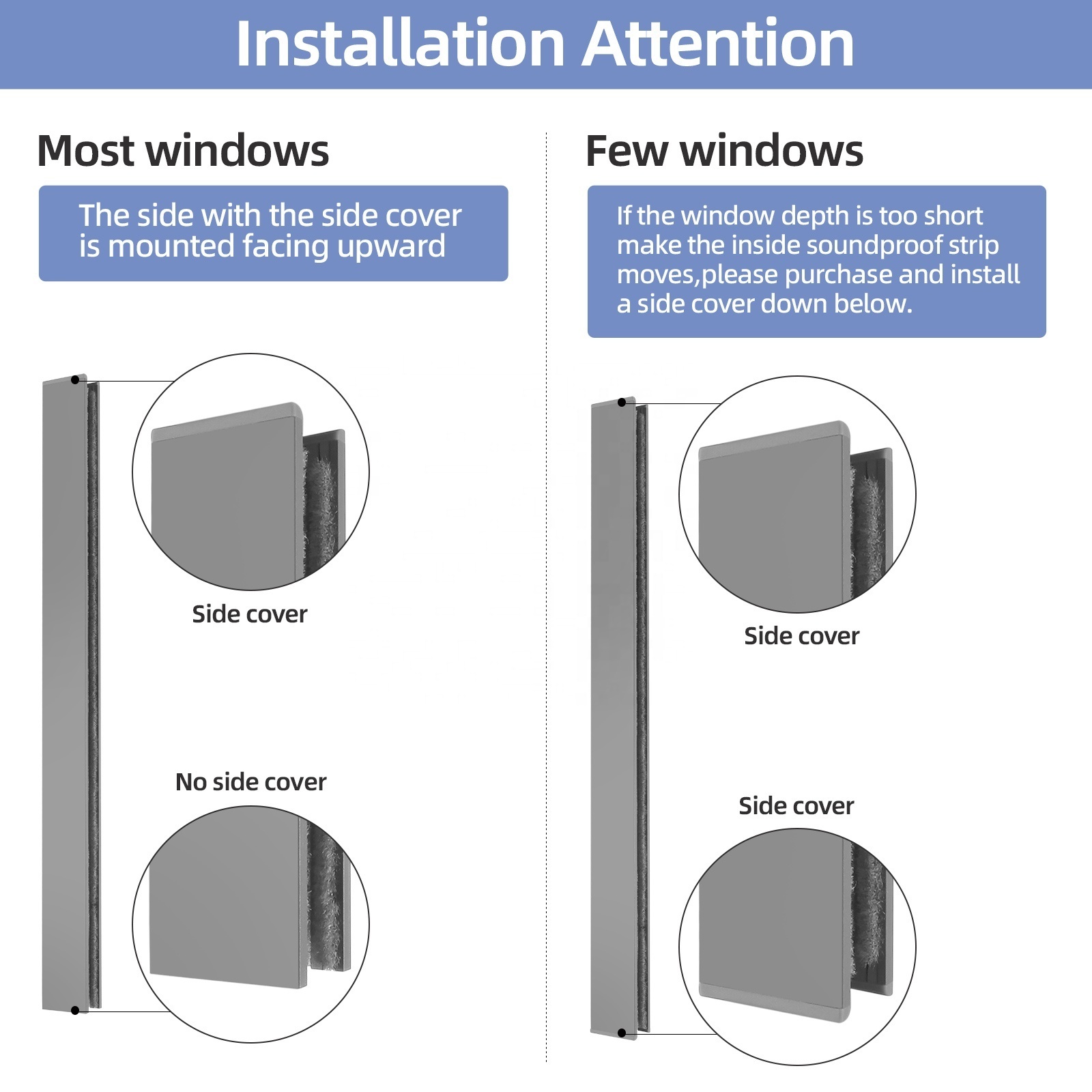 ZSTARR U Channel 100% Blackout Light Blockers Aluminium Alloy Light Blocking Strips for Roller Blinds Light Gap Blockers Window