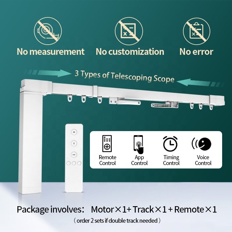 ZSTARR telescope smart curtain poles tracks curtain motor automatic curtains track with remote