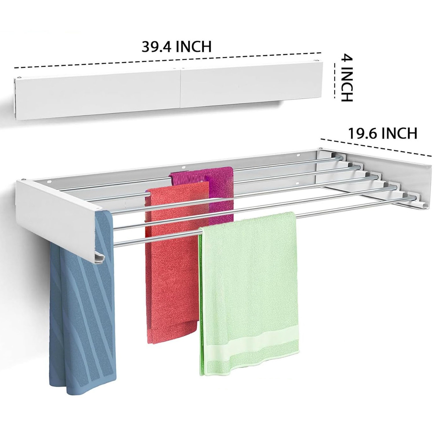 Wall Mounted Folding Iron Clothes Drying Rack Foldable Clothes Coat Rail Space Saving drying racks