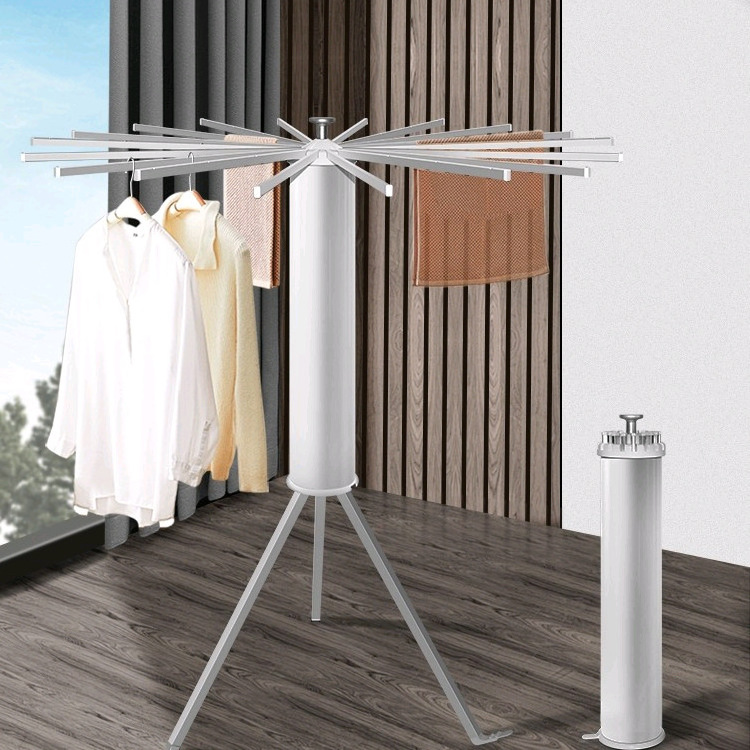 Space Saving Tripod Clothes Drying Rack with 16 Poles Aluminium Foldable Laundry Clothes Hanger Drying Rack