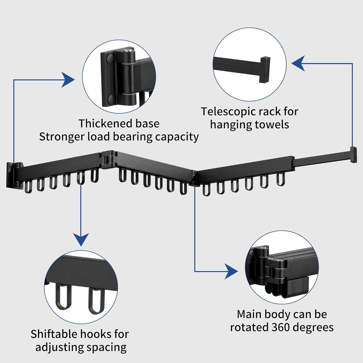 Laundry Space Saver Wall Mounted Retractable Collapsible Clothes Drying Rack