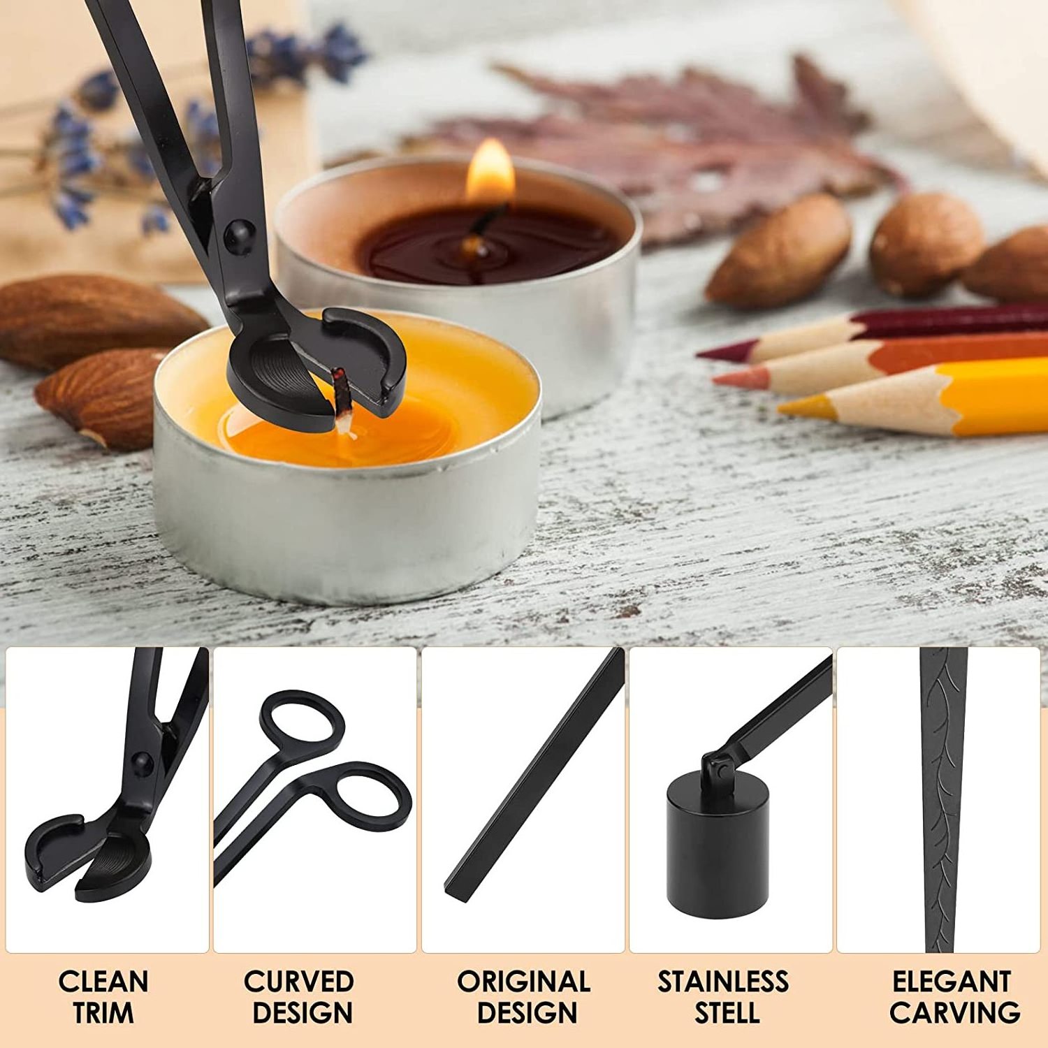 Candle Accessories Wick Trimmer Candle Snuffer Candle Scissors set