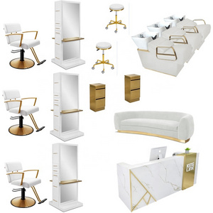 modern design salon furniture set barber gold hairdressing salon mirror styling stations