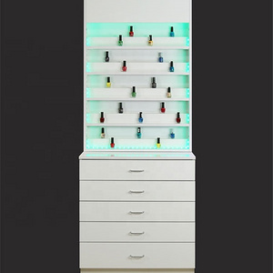 Wholesale Customized Multi-layer Wooden Pvc Floor Stand Nail Polish/goods Shelves Display Rack With Led Lights