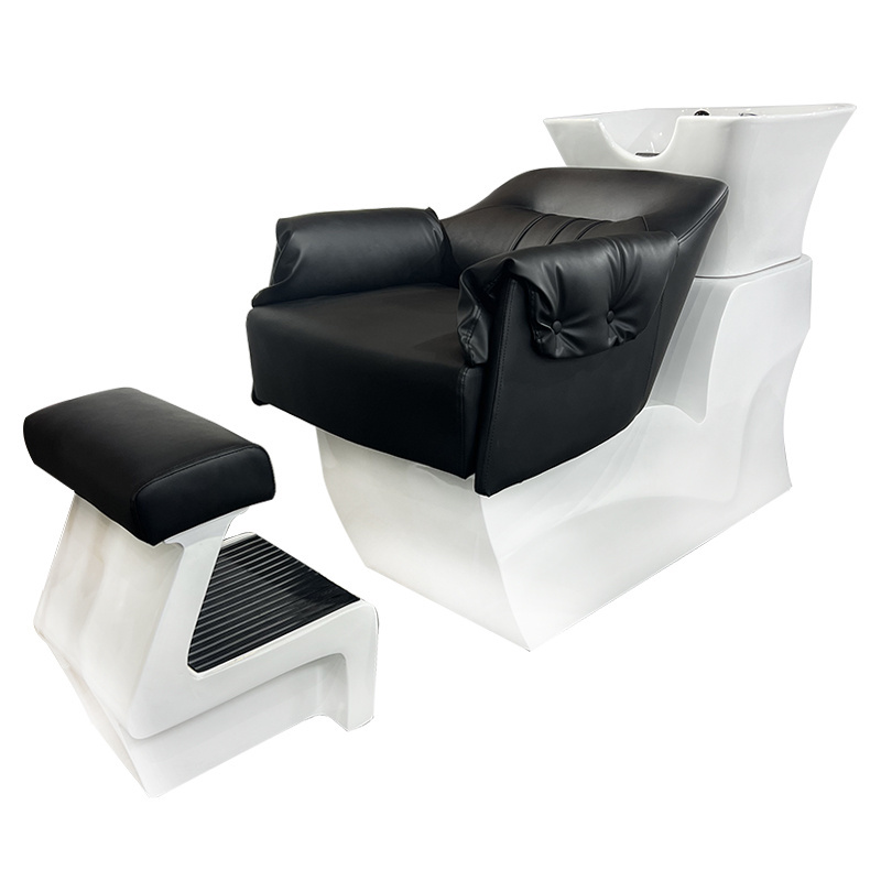 New Design Used Salon Shampoo Chair with Back Massage Lay Down Shampoo Bed White Shampoo Bowl for Sale