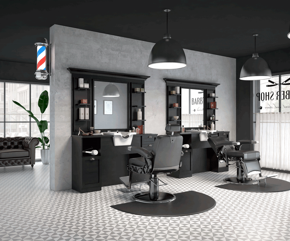 European style hair salon barber styling station mirror