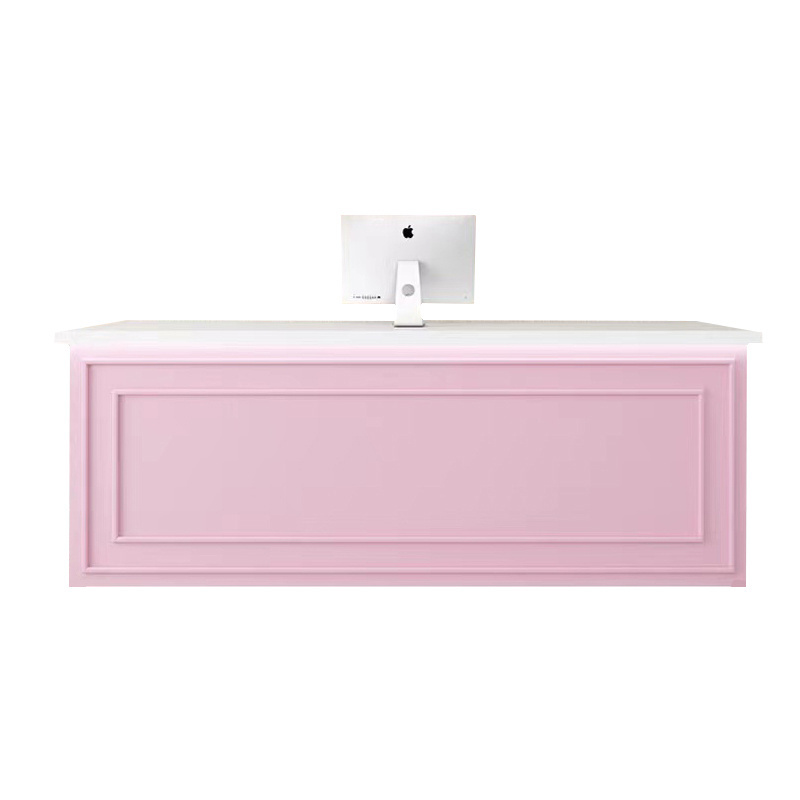 Modern front desk office furniture white and pink small reception desk of beauty salon