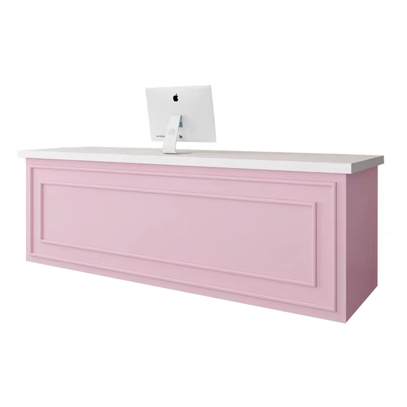 Modern front desk office furniture white and pink small reception desk of beauty salon