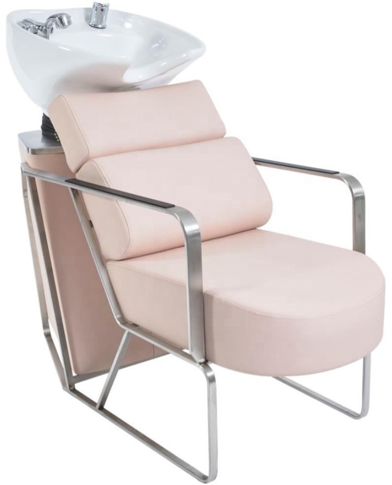 Pink Barber Shampoo Chair Backwash Unit Washing Salon Bowl Chair