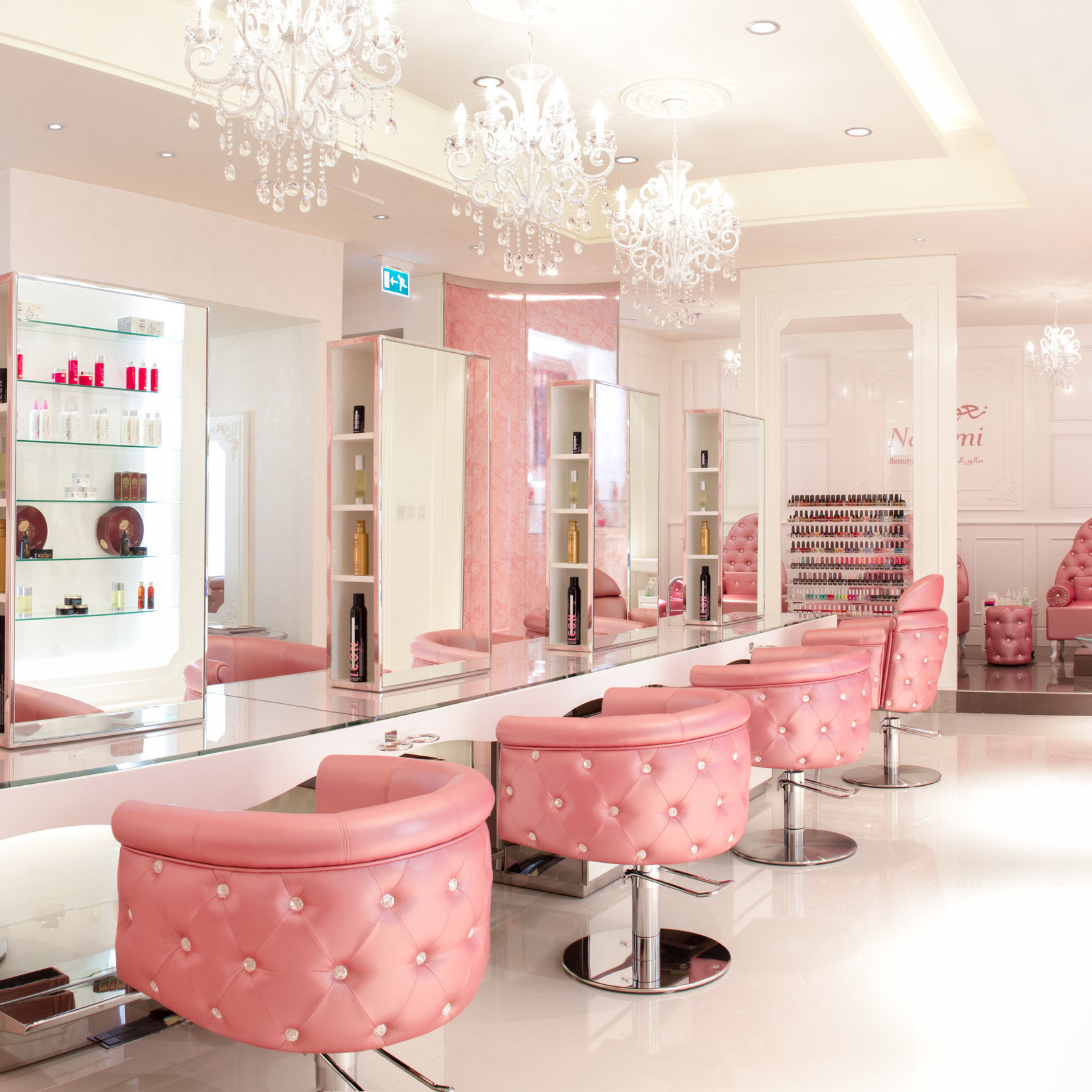 Luxury double side makeup salon stations hairdressing crystal standing salon mirror Station