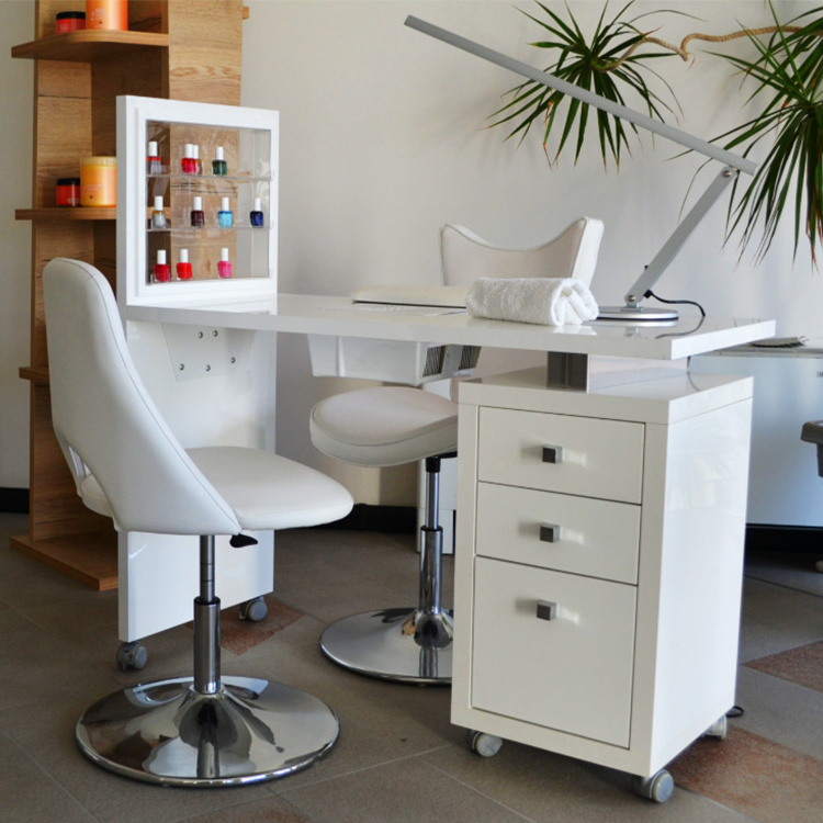 white used manicure table nail table with dust removal fan