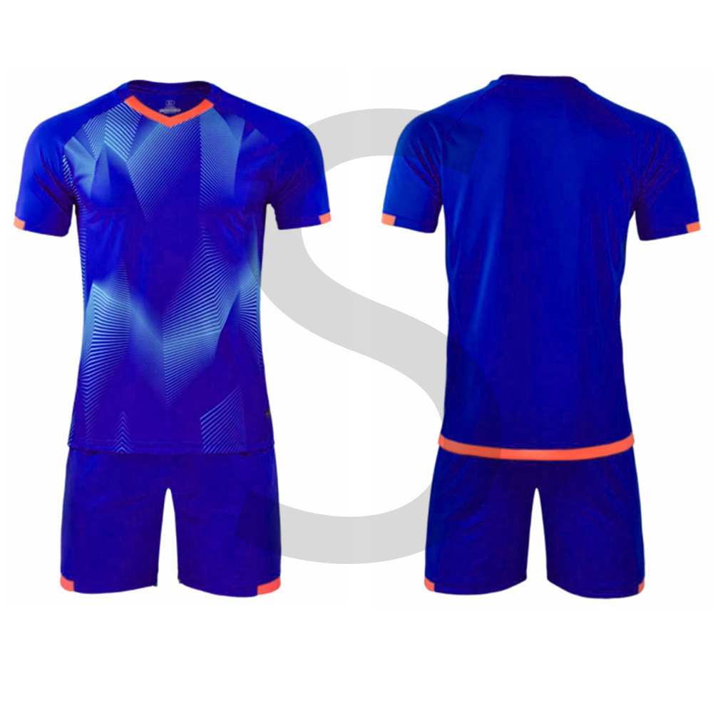 Dark Blue High Quality 4 way stretchable material oem soccer uniform