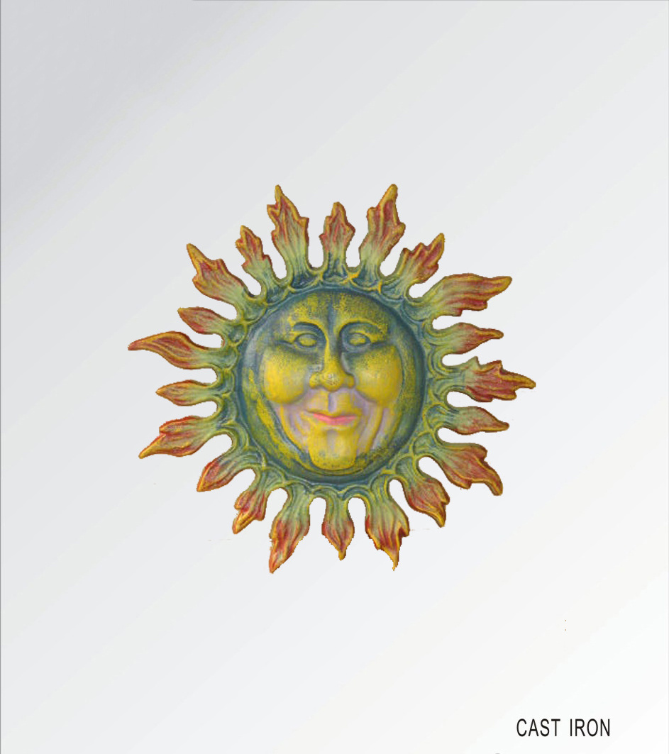 LEVERT Cast iron Sun Wall Plague Decor Outdoor Garden Fence Art Sun Moon Wall Art Hanging Yard Home Wall Sculpture