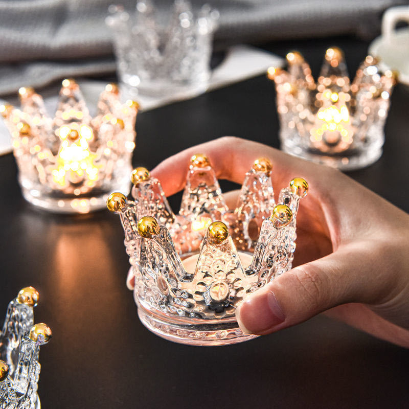 Wholesale Factory Cheap Price Luxury Hot Selling Wedding Party mini Glass Candle Holder Glass Crown Candle Jar in bulk