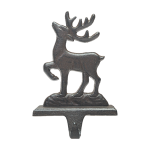 Cast iron Christmas Stocking Holders for Fireplace Mantle Metal Reindeer Free Standing Stocking Hook