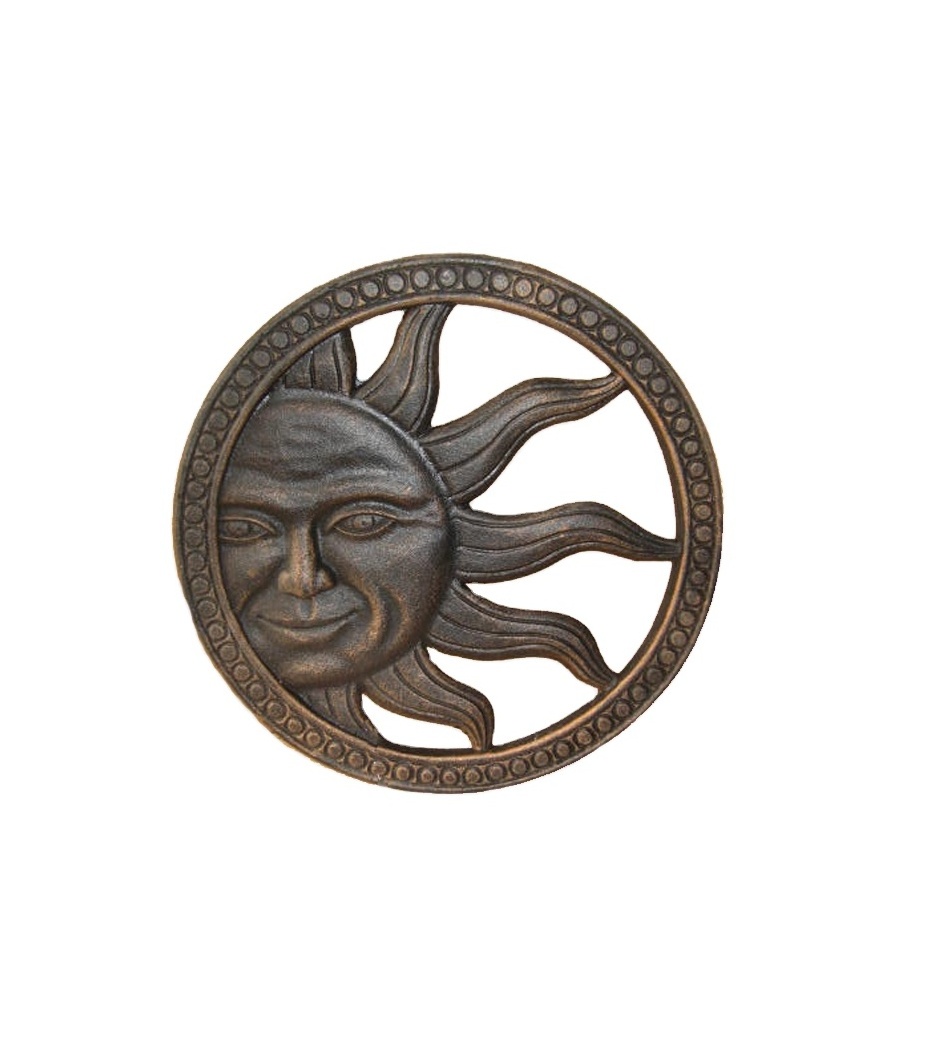 LEVERT Cast iron Sun Wall Plague Decor Outdoor Garden Fence Art Sun Moon Wall Art Hanging Yard Home Wall Sculpture