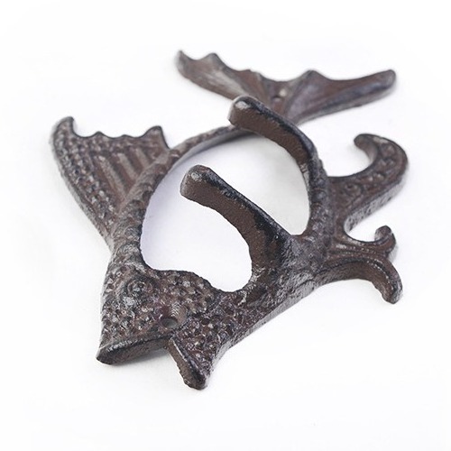 Best selling Cast Iron Fish shaped Wall Hanger Coat Hook Home Garden iron Wall decorative ocean fish hooks