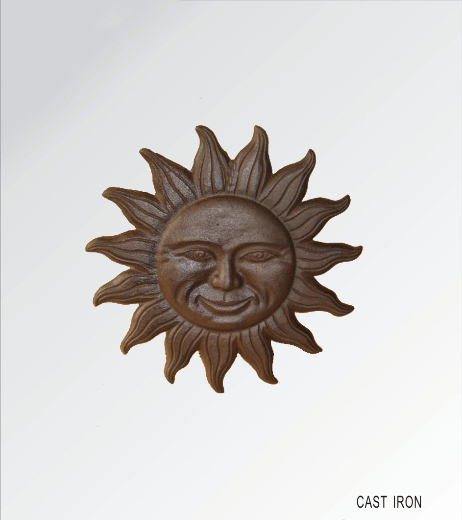 LEVERT Cast iron Sun Wall Plague Decor Outdoor Garden Fence Art Sun Moon Wall Art Hanging Yard Home Wall Sculpture