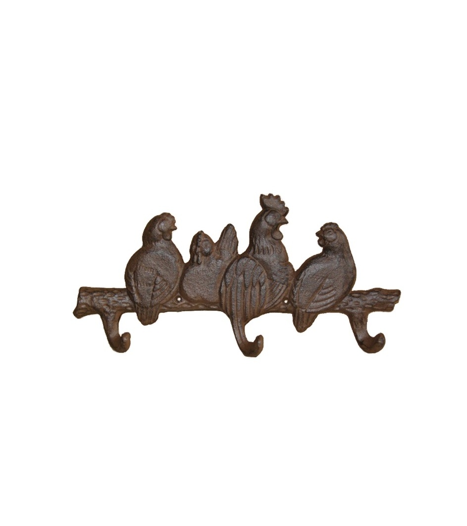 Antique relics Cast iron Wall mounted Chicken Key Rack Towel Hook Coat Hooks Farmhouse iron Decorative hook