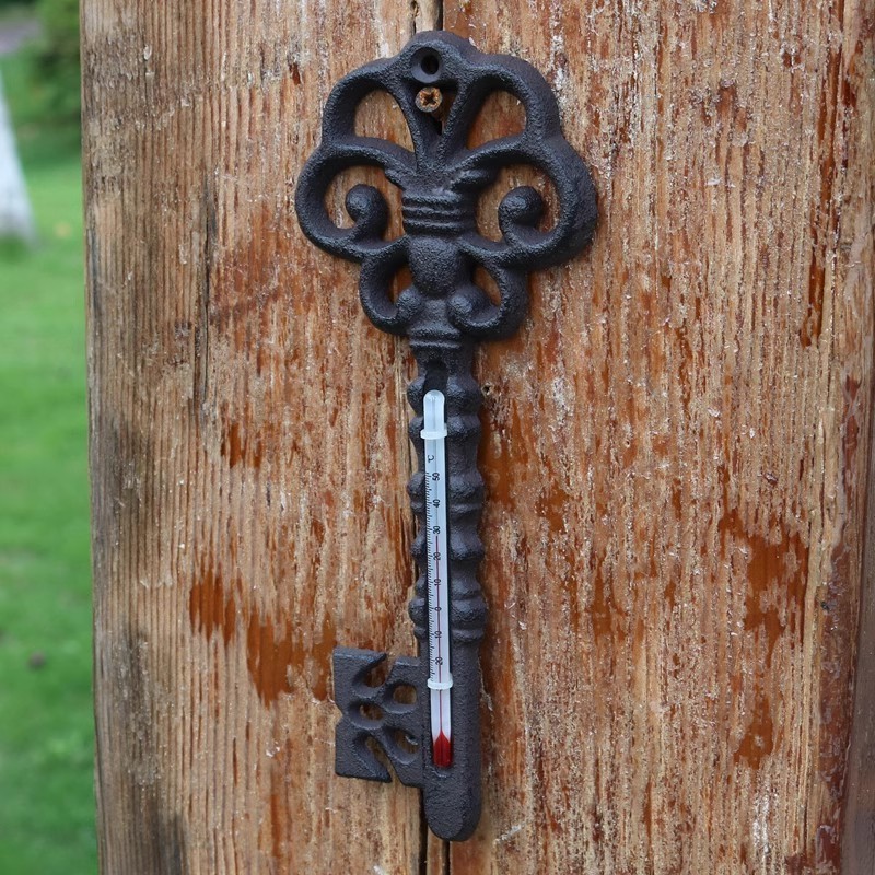 Classic LEVERT cast iron rustic large key thermometer wall mounted for farmhouse key decor