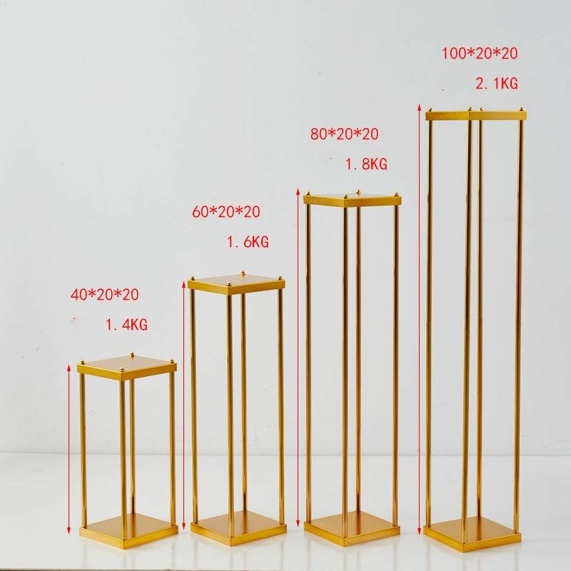 Nordic Event decor Square Tables Decoration Flowers Rack Vase Gold Tall Metal Flower Stand For Weddings Party Centerpiece