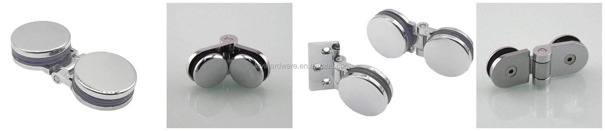 LEVI wholesale furniture hardware Bathroom Glass Hinge for Glass Circular Corner Pivot Clamp Glass Shower Door Hinge