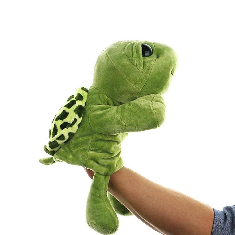 Customized Kawaii Soft Cushion Stuffed Animal Toy Cute Plush Green Turtle Hand Puppet