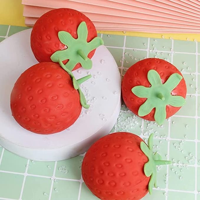 Custom Giant Strawberry Soothing and Fun Squishy Water Bead Stress Ball for Hand Strengthening Exercises