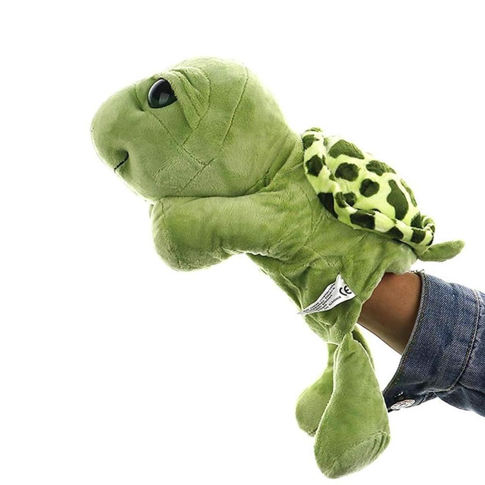 Customized Kawaii Soft Cushion Stuffed Animal Toy Cute Plush Green Turtle Hand Puppet